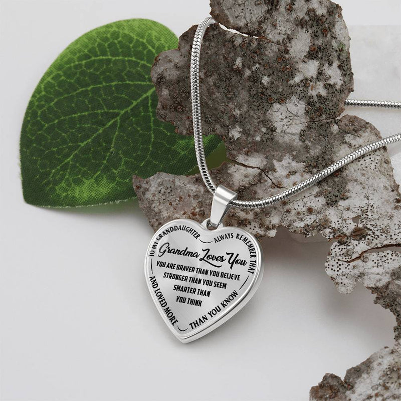 For Granddaughter- Custom Engraved Heart Necklace