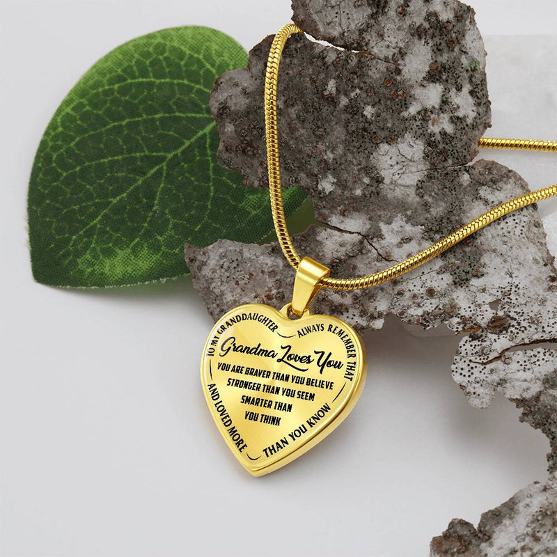 For Granddaughter- Custom Engraved Heart Necklace
