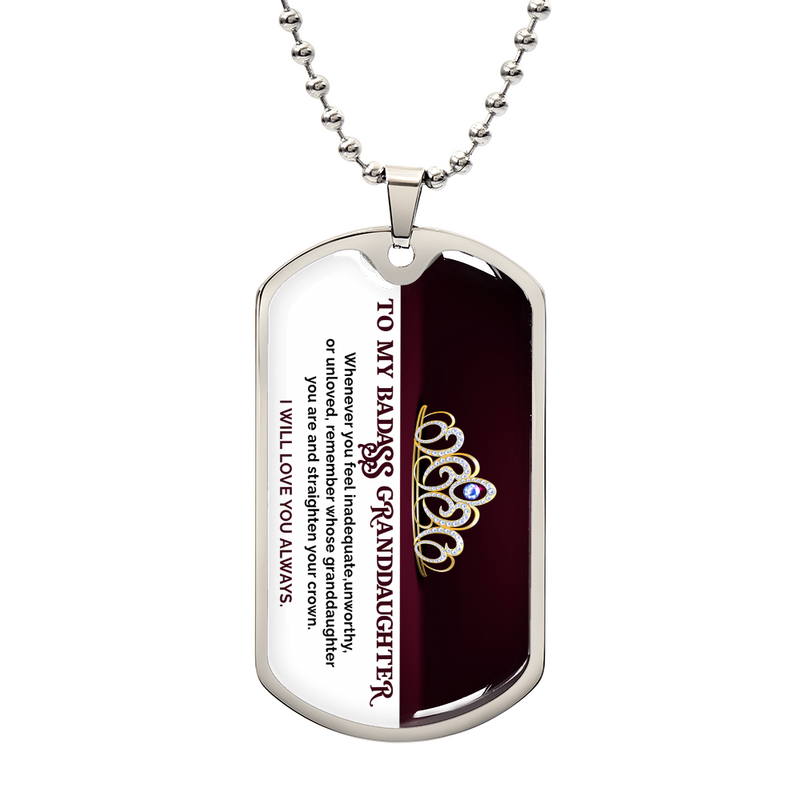 To My Granddaughter-Custom Engraved Dog Tag Necklace