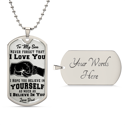 To Son- Custom Engraved Dog Tag Necklace