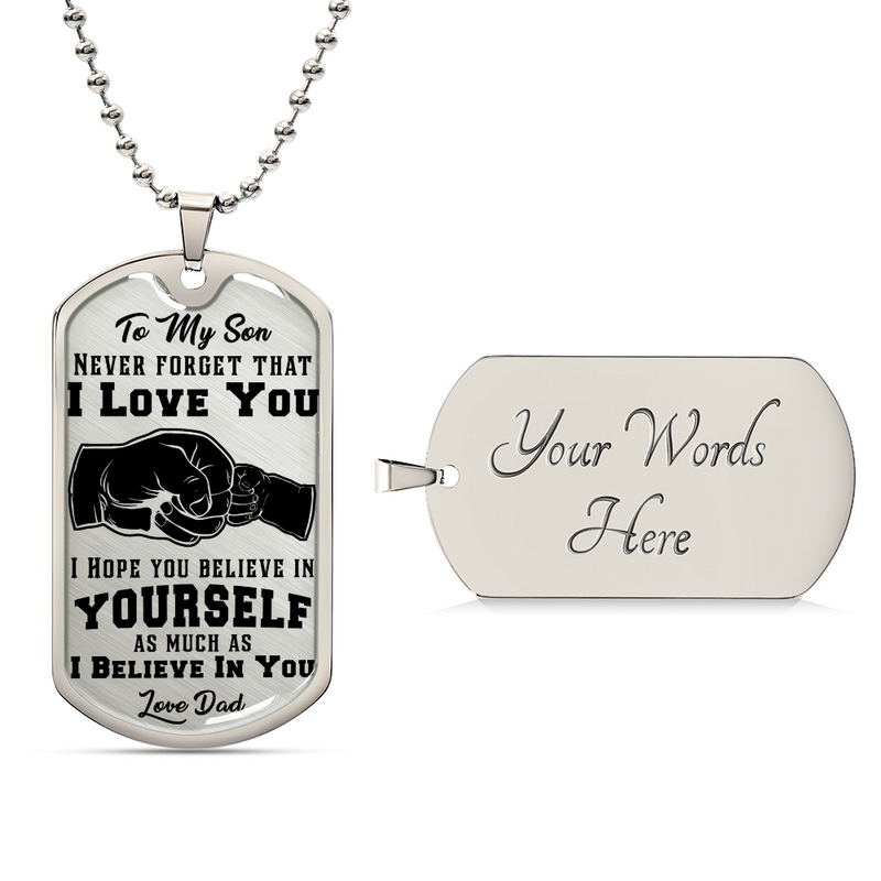 To Son- Custom Engraved Dog Tag Necklace