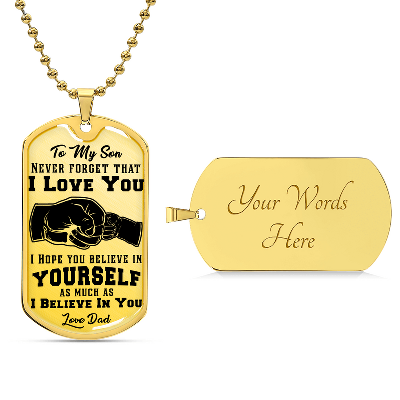 To Son- Custom Engraved Dog Tag Necklace