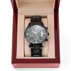 Customizable Engraved Black Chronograph Watch-Father's Day Gift