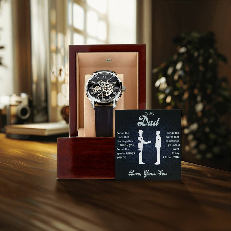A Fathers Love is Timeless-Meaningful Men's OpenWork Watch