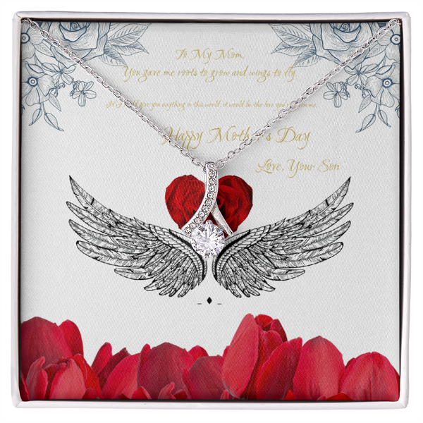 For Mom Alluring Beauty Necklace from Son with Meaningful Message Card
