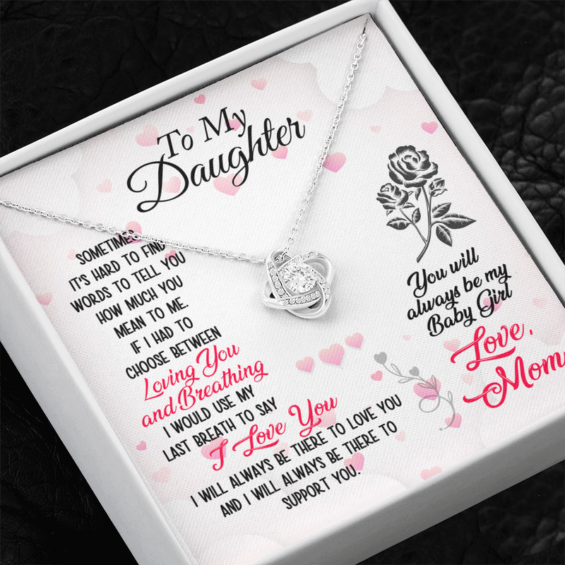 To My Lovely Daughter--Forever My Baby Girl Love Knot Necklace