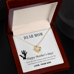 To Mom Love Knot Pendant Necklace with Message Card