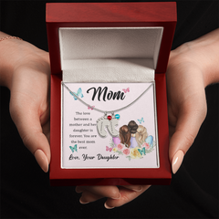 Personalized Baby Feet Birthstone Necklace for Mom From Daughter