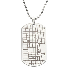 Engraved Dog Tag Map Necklace.