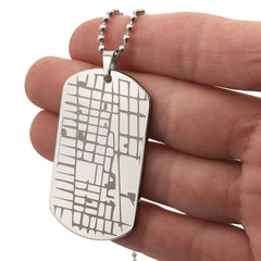 Engraved Dog Tag Map Necklace.