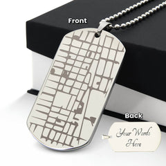 Engraved Dog Tag Map Necklace.