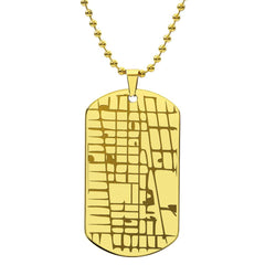 Engraved Dog Tag Map Necklace.