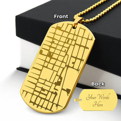 Engraved Dog Tag Map Necklace.