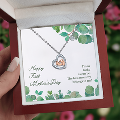 First Mother's Day-Baby Feet Heart Necklace
