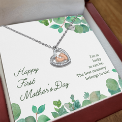 First Mother's Day-Baby Feet Heart Necklace