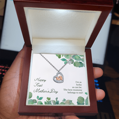 First Mother's Day-Baby Feet Heart Necklace
