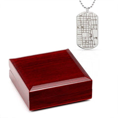 Engraved Dog Tag Map Necklace.